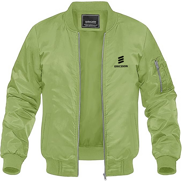Men's Ericsson Logo Lightweight Bomber Jacket Windbreaker Softshell Varsity Jacket Coat