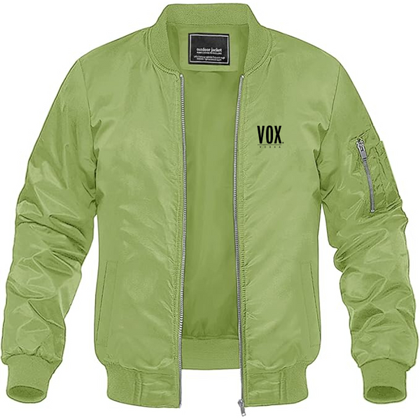 Men's Vox Logo Lightweight Bomber Jacket Windbreaker Softshell Varsity Jacket Coat