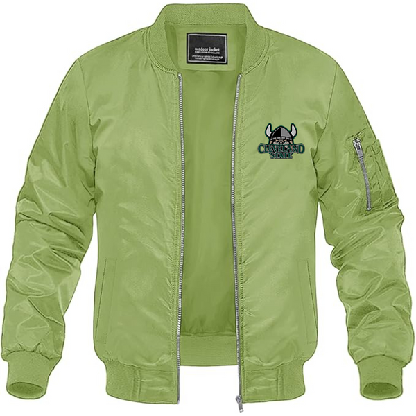 Men's Cleveland State Vikings  Lightweight Bomber Jacket Windbreaker Softshell Varsity Jacket Coat