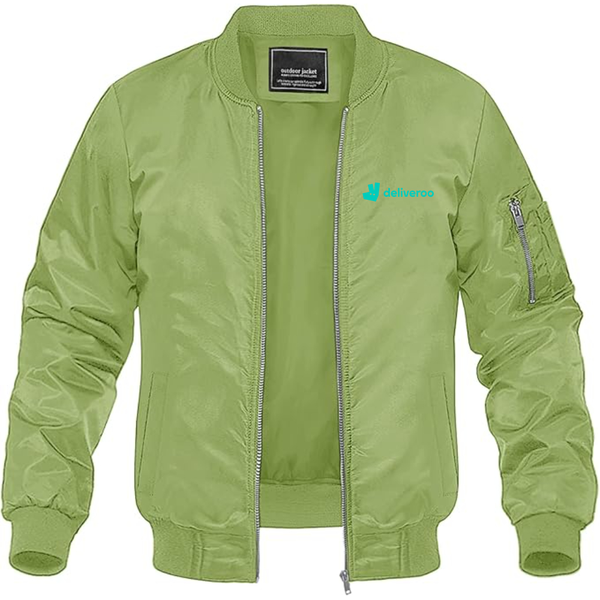 Men's Deliveroo Logo Lightweight Bomber Jacket Windbreaker Softshell Varsity Jacket Coat