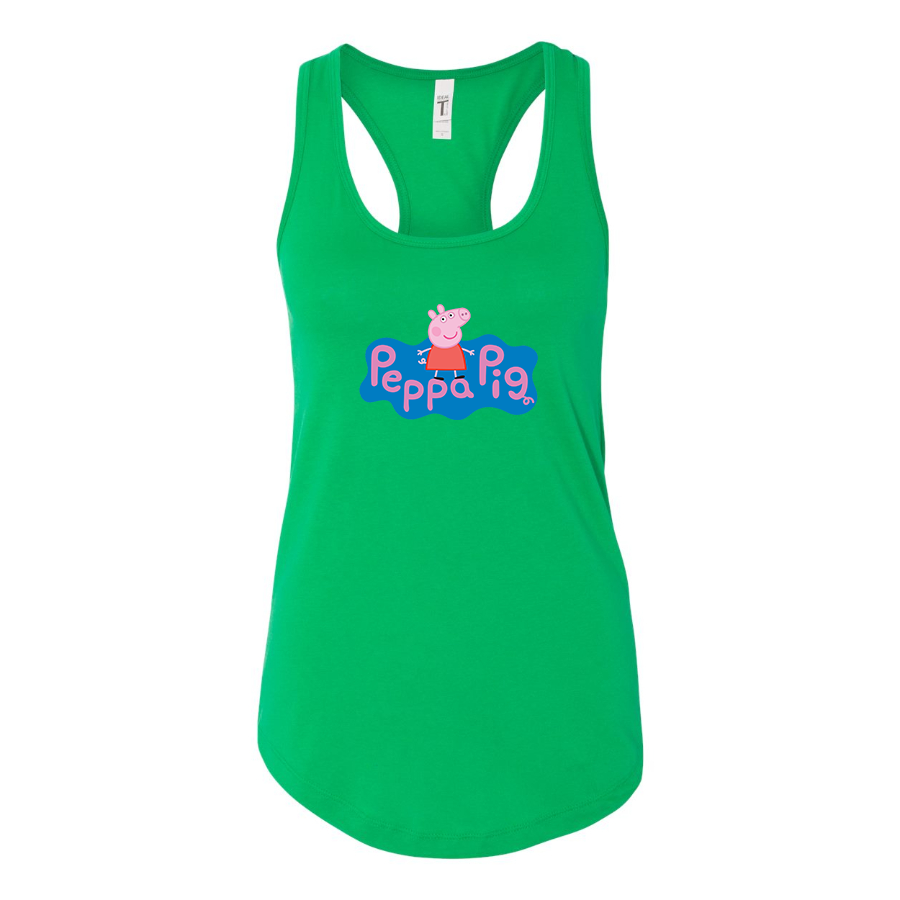 Women's Pegga Pig Cartoon Racerback Tank Top