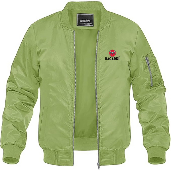 Men's Bacardi Logo Lightweight Bomber Jacket Windbreaker Softshell Varsity Jacket Coat