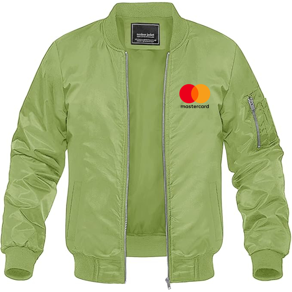 Men's  Mastercard Logo Lightweight Bomber Jacket Windbreaker Softshell Varsity Jacket Coat