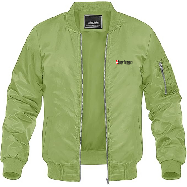 Men's Superformance Logo Lightweight Bomber Jacket Windbreaker Softshell Varsity Jacket Coat