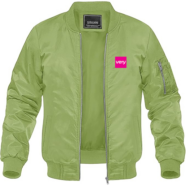 Men's Very Logo Lightweight Bomber Jacket Windbreaker Softshell Varsity Jacket Coat