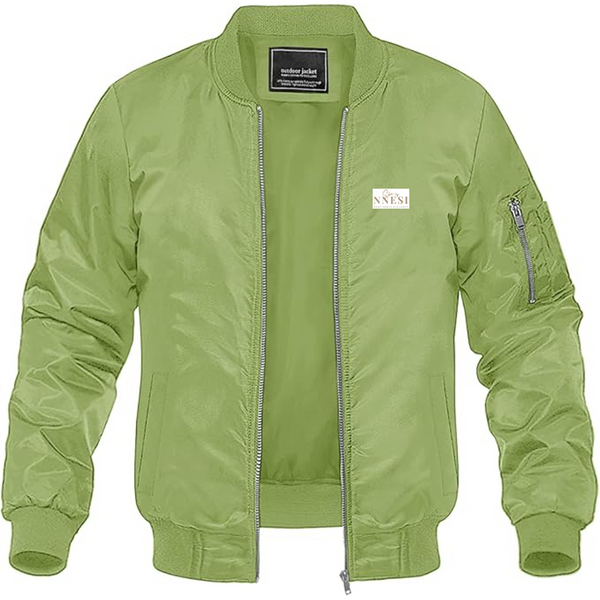 Men's Nnesi Logo Lightweight Bomber Jacket Windbreaker Softshell Varsity Jacket Coat