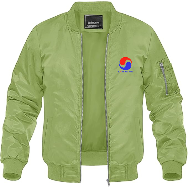 Men's  Korean Air Logo Lightweight Bomber Jacket Windbreaker Softshell Varsity Jacket Coat