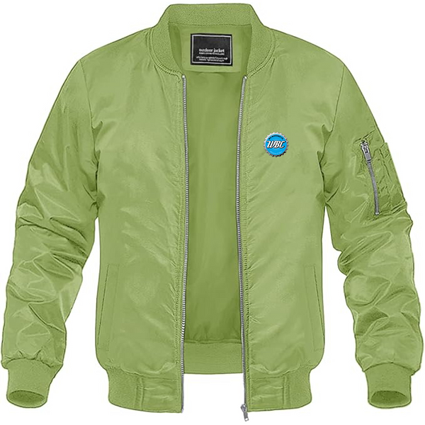 Men's Wit Beverage Company Logo Lightweight Bomber Jacket Windbreaker Softshell Varsity Jacket Coat