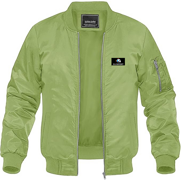 Men's Skinport  Logo Lightweight Bomber Jacket Windbreaker Softshell Varsity Jacket Coat