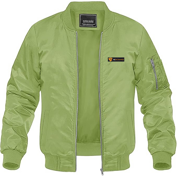 Men's RL Exchange Logo Lightweight Bomber Jacket Windbreaker Softshell Varsity Jacket Coat