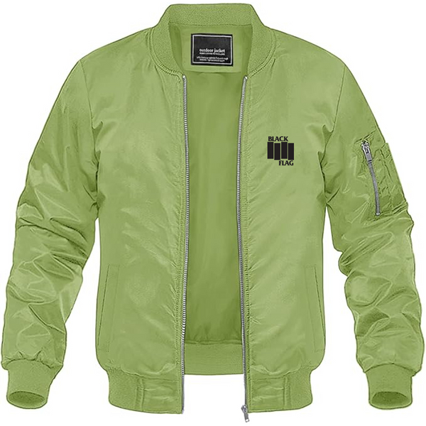 Men's Black Flag Logo Lightweight Bomber Jacket Windbreaker Softshell Varsity Jacket Coat