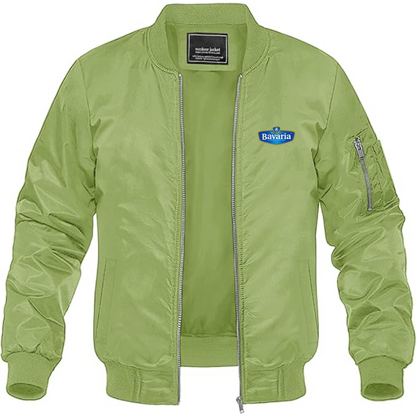 Men's Bavaria Logo Lightweight Bomber Jacket Windbreaker Softshell Varsity Jacket Coat
