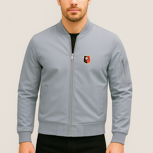 Men's Stade Rennais FC Lightweight Bomber Jacket Windbreaker Softshell Varsity Jacket Coat