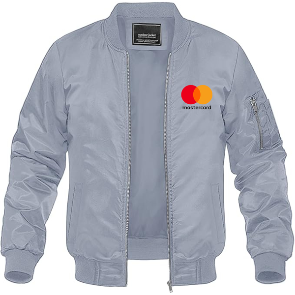 Men's  Mastercard Logo Lightweight Bomber Jacket Windbreaker Softshell Varsity Jacket Coat