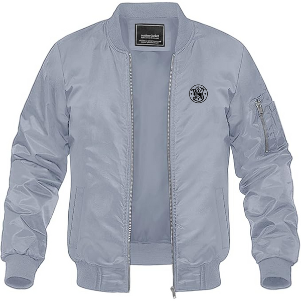 Men's Smith and Wesson Symbol Logo Lightweight Bomber Jacket Windbreaker Softshell Varsity Jacket Coat