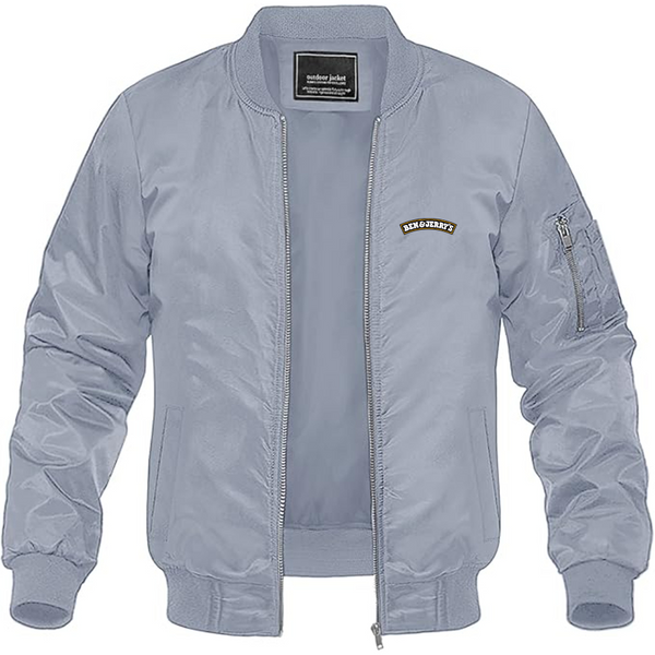 Men's Ben and Jerrys Logo Lightweight Bomber Jacket Windbreaker Softshell Varsity Jacket Coat