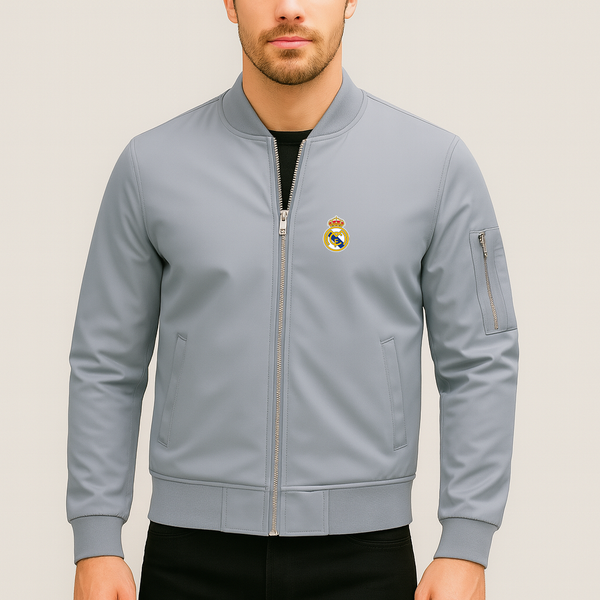 Men’s Real Madrid Soccer Lightweight Bomber Jacket Windbreaker Softshell Varsity Jacket Coat