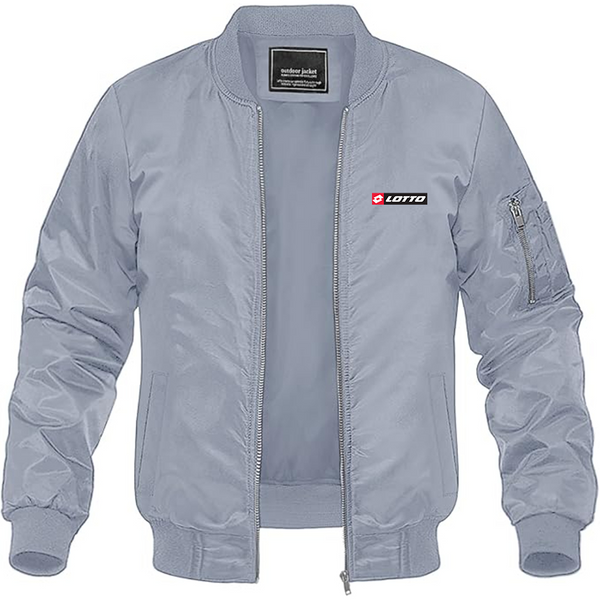 Men's Lotto Logo Lightweight Bomber Jacket Windbreaker Softshell Varsity Jacket Coat