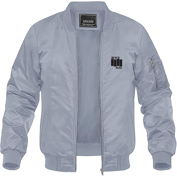 Men's Black Flag Logo Lightweight Bomber Jacket Windbreaker Softshell Varsity Jacket Coat