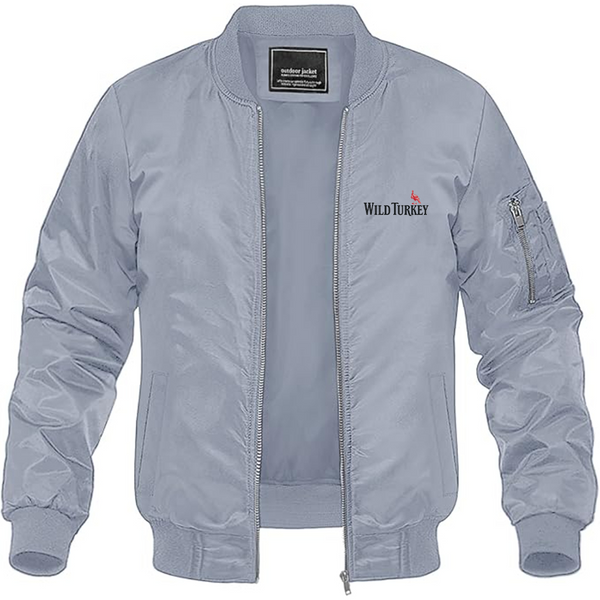 Men's Wild Turkey Logo Lightweight Bomber Jacket Windbreaker Softshell Varsity Jacket Coat