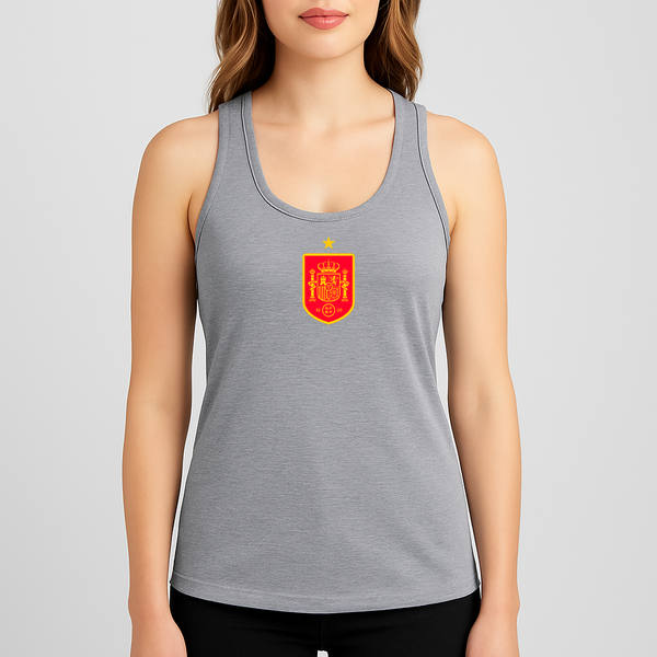 Women's Spain Red Logo National Soccer Team Racerback Tank Top