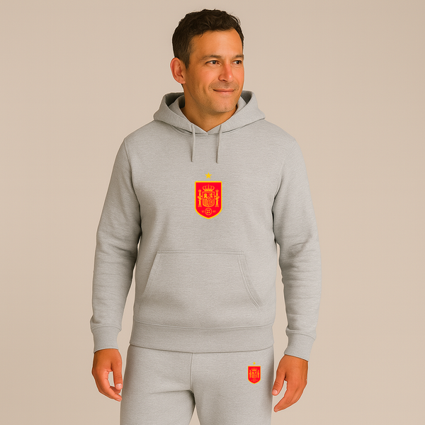 Men's Spain Red Logo National Soccer Team Hoodie Joggers Set