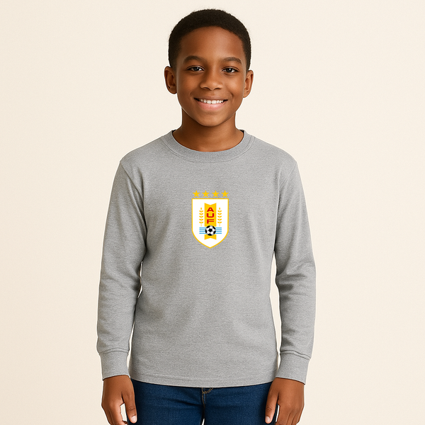 Youth Kids Uruguay National Soccer Team Long Sleeve T-Shirt