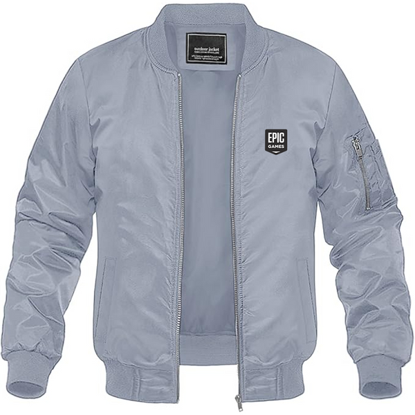 Men's Epic Games Logo Lightweight Bomber Jacket Windbreaker Softshell Varsity Jacket Coat