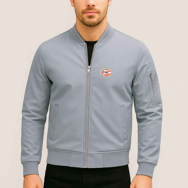 Men's PSV Eindhoven FC Lightweight Bomber Jacket Windbreaker Softshell Varsity Jacket Coat