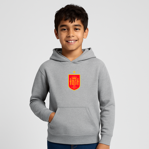 Youth Kids Spain Red Logo National Soccer Team Pullover Hoodie