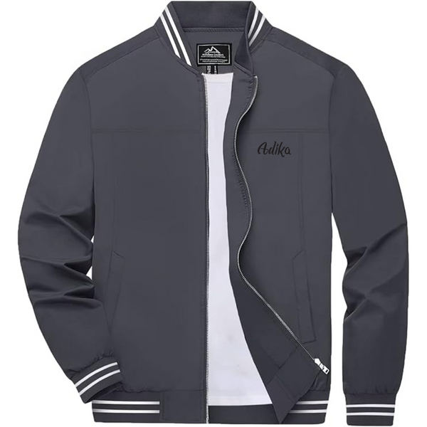 Men's  Adika   Lightweight Zip-Up Bomber Jacket with Ribbed Collar and Cuffs Versatile Casual Outerwear