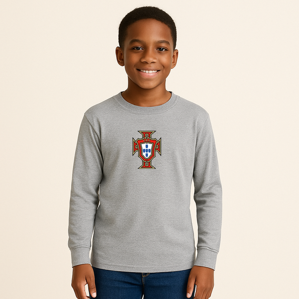 Youth Kids Portugal National Soccer Team Long Sleeve T-Shirt