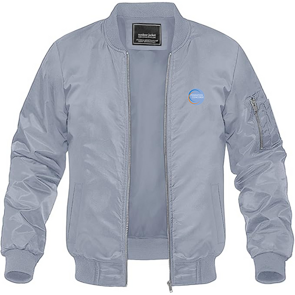 Men's Fondation Concorde Logo Lightweight Bomber Jacket Windbreaker Softshell Varsity Jacket Coat