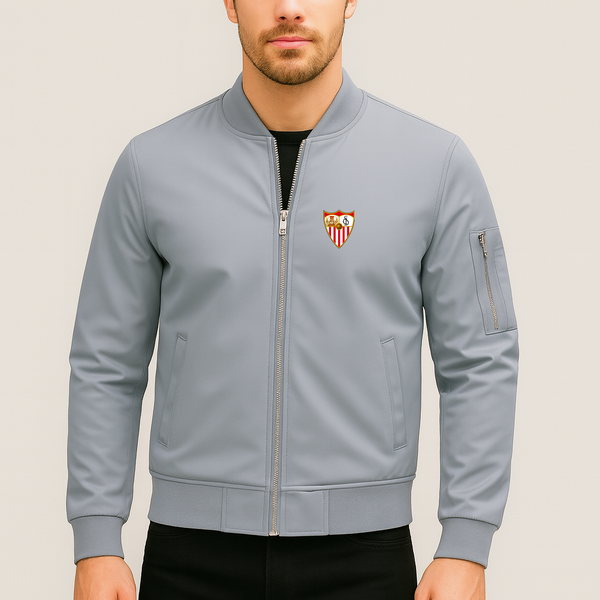 Men's Sevilla FC Lightweight Bomber Jacket Windbreaker Softshell Varsity Jacket Coat