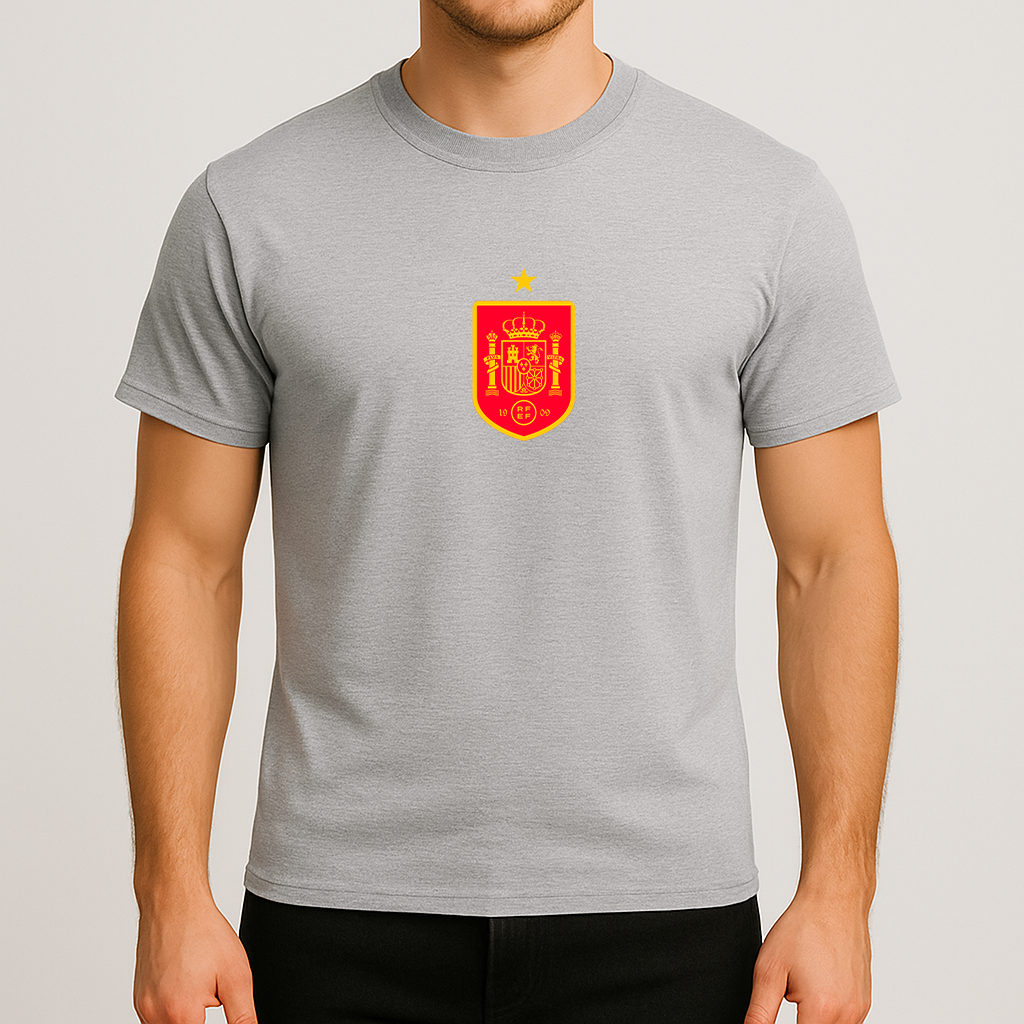 Men's Spain Red Logo National Soccer Team Cotton T-Shirt