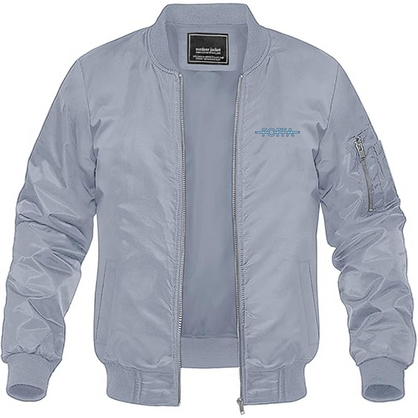 Men's Foffa Blue Logo Lightweight Bomber Jacket Windbreaker Softshell Varsity Jacket Coat