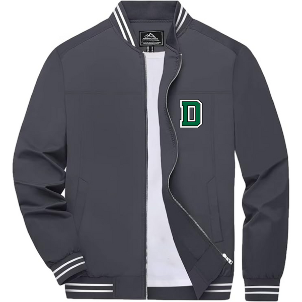 Men's  Dartmouth Big Green Lightweight Zip-Up Bomber Jacket with Ribbed Collar and Cuffs Versatile Casual Outerwear