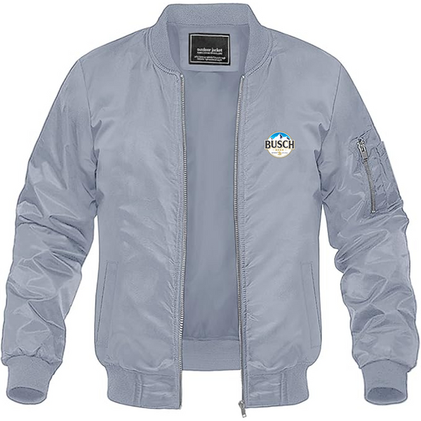 Men's Busch Logo Lightweight Bomber Jacket Windbreaker Softshell Varsity Jacket Coat