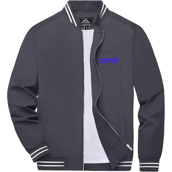 Men's  Amil Lightweight Zip-Up Bomber Jacket with Ribbed Collar and Cuffs Versatile Casual Outerwear