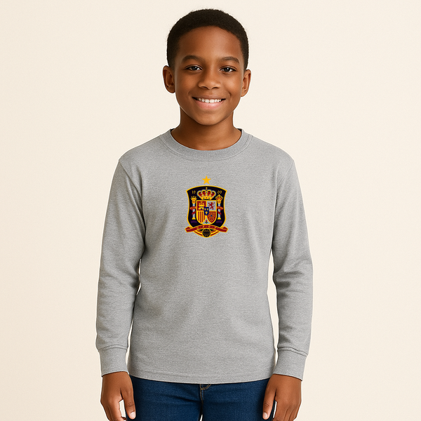 Youth Kids Spain National Soccer Team Long Sleeve T-Shirt