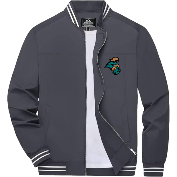 Men's  Coastal Carolina Chanticleers Lightweight Zip-Up Bomber Jacket with Ribbed Collar and Cuffs Versatile Casual Outerwear