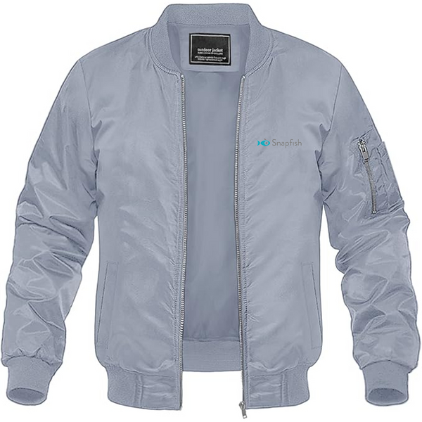Men's Snapfish Logo Lightweight Bomber Jacket Windbreaker Softshell Varsity Jacket Coat