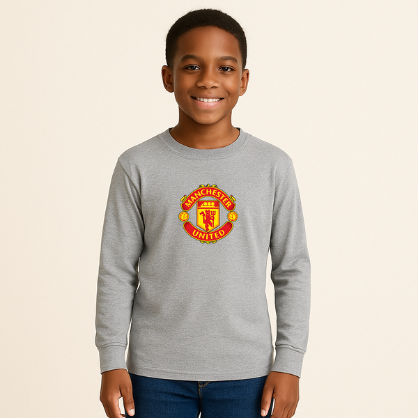 Youth Kids Manchester United Soccer Long Sleeve T-Shirt