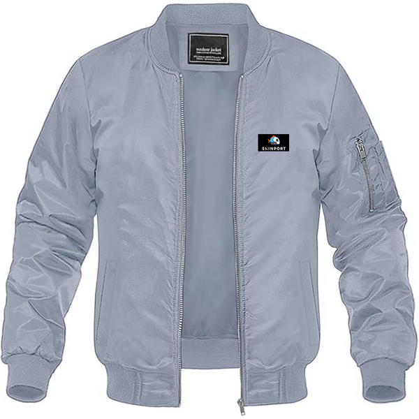 Men's Skinport  Logo Lightweight Bomber Jacket Windbreaker Softshell Varsity Jacket Coat