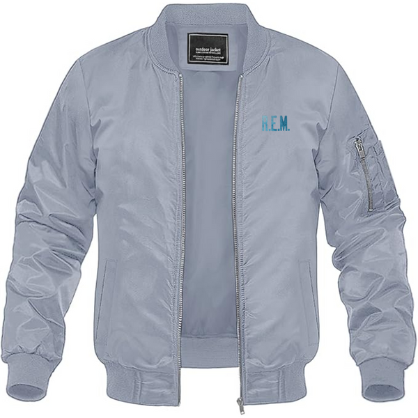 Men's R.E.M. Blue  Lightweight Bomber Jacket Windbreaker Softshell Varsity Jacket Coat