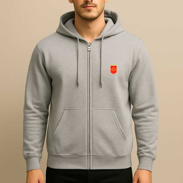 Men's Spain Red Logo National Soccer Team Zipper Hoodie