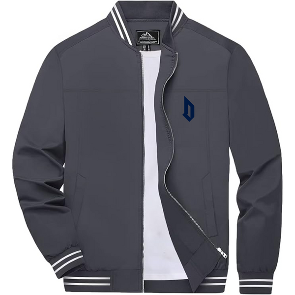 Men's  Duquesne Dukes Lightweight Zip-Up Bomber Jacket with Ribbed Collar and Cuffs Versatile Casual Outerwear