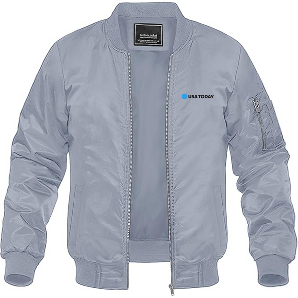 Men's USA Today Logo Lightweight Bomber Jacket Windbreaker Softshell Varsity Jacket Coat