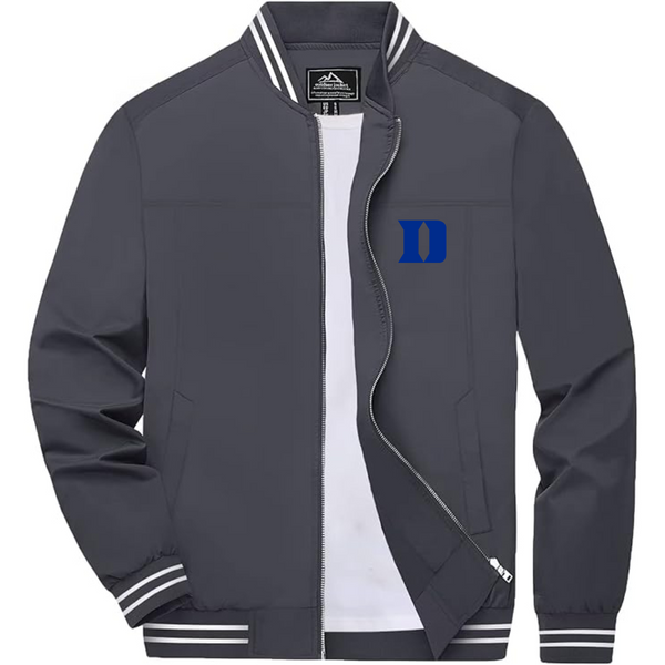 Men's  Duke Blue Devils Lightweight Zip-Up Bomber Jacket with Ribbed Collar and Cuffs Versatile Casual Outerwear