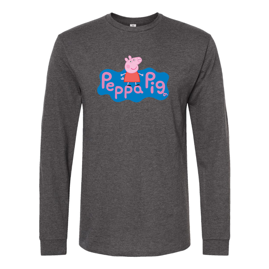 Men's Pegga Pig Cartoon Long Sleeve T-Shirt